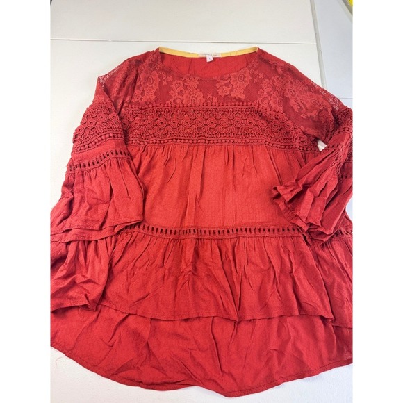 Taylor & Sage shirt with floral prints and lace and crochet Red Sz S‎ - Picture 4 of 11